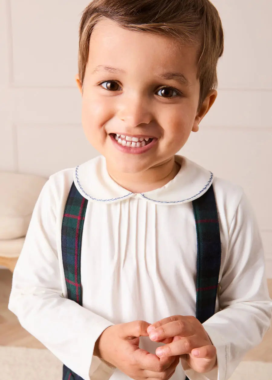 Embroidered Peter Pan Collar Top in Blue (18mths-5yrs) Tops & Bodysuits from Pepa London US