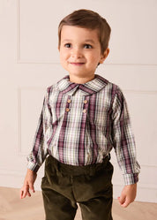 Whittaker Check Long Sleeve Shirt in Brown (12mths-4yrs) Shirts from Pepa London US