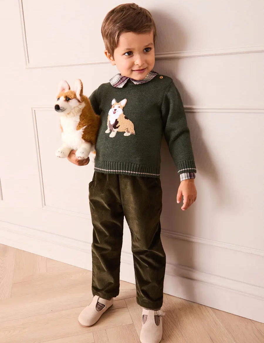 Corduroy Chino Trousers in Green (18mths-5yrs) Trousers from Pepa London US