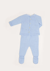 Lace Trim Knitted Set in Blue (1-12mths) Knitted Sets from Pepa London US