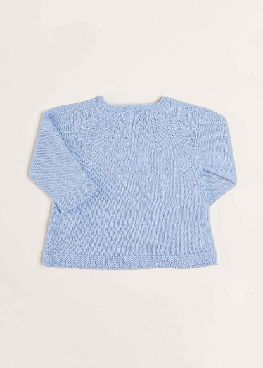Openwork Detail Baby Cardigan in Blue (1-12mths) Knitwear from Pepa London US
