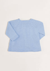 Openwork Detail Baby Cardigan in Blue (1-12mths) Knitwear from Pepa London US