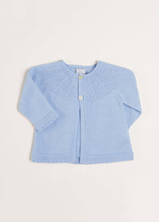 Openwork Detail Baby Cardigan in Blue (1-12mths) Knitwear from Pepa London US