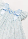 Elsie Floral Print Hand Smocked Sleeveless Dress in Blue (1-6mths) Dresses  from Pepa London US