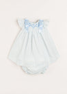 Elsie Floral Print Handsmocked Sleeveless Dress in Blue (1-6mths) Dresses  from Pepa London US