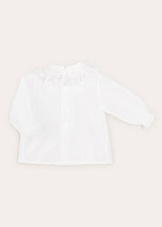 Hand Smocked Collar Long Sleeve Blouse In Baby Pink (0-12mths) BLOUSES from Pepa London US