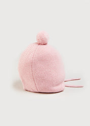 Merino Wool Pom Pom Hat In Pink (S-L) KNITTED ACCESSORIES from Pepa London