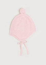 Merino Wool Pom Pom Hat In Pink (S-L) KNITTED ACCESSORIES from Pepa London US