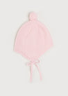 Merino Wool Pom Pom Hat In Pink (S-L) KNITTED ACCESSORIES from Pepa London US