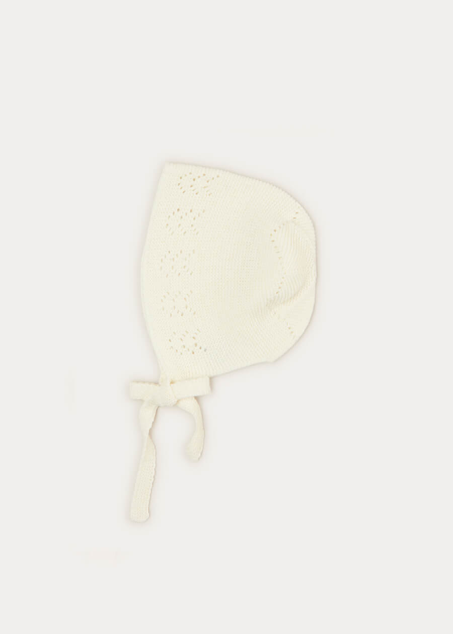 Openwork Bonnet In Cream (S-L) KNITTED ACCESSORIES from Pepa London US