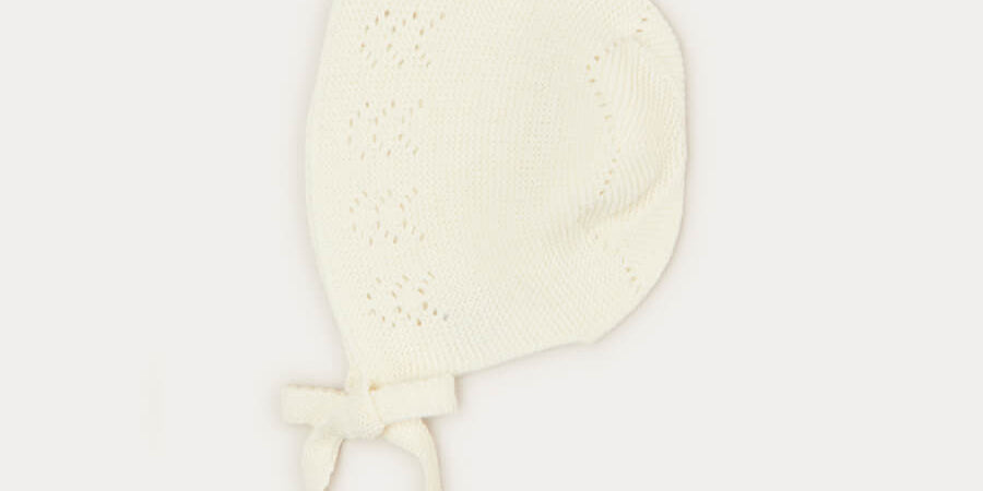Openwork Bonnet In Cream (S-L) KNITTED ACCESSORIES from Pepa London US
