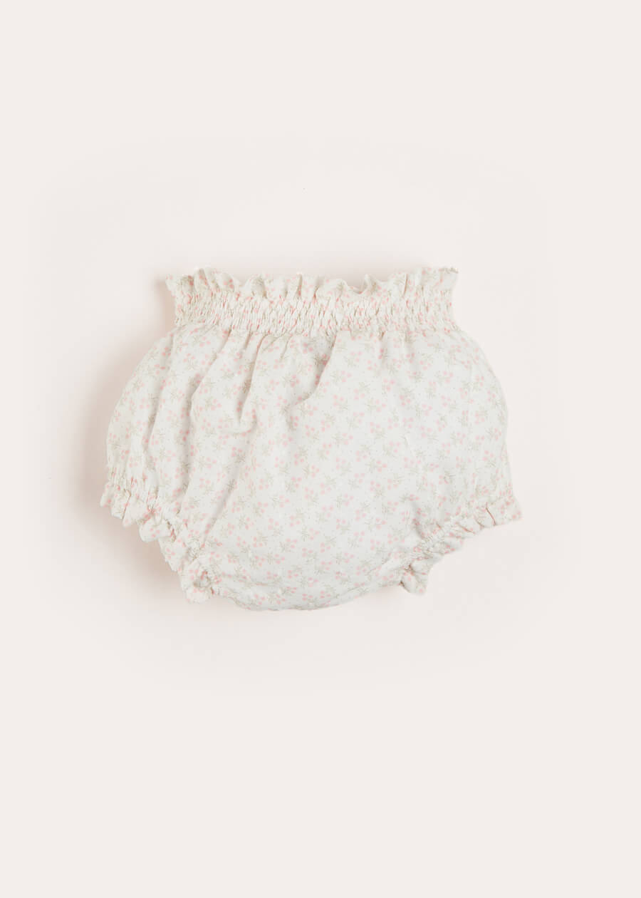 Tilly Floral Print Bloomers With Bow Detail in Pink (1-6mths) BLOOMERS from Pepa London US