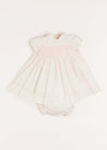 Tilly Floral Print Peter Pan Collar Short Sleeve Dress in Pink (1-6mths) Dresses  from Pepa London US