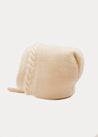 Cable Detail Knitted Bonnet In Cream (S-L) KNITTED ACCESSORIES  from Pepa London US