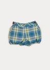 Check Leather Button Bloomers In Blue (3mths-2yrs) BLOOMERS  from Pepa London US