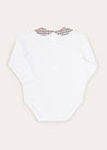 Check Peter Pan Collar Long Sleeve Bodysuit In Beige (1mth-2yrs) TOPS & BODYSUITS from Pepa London US