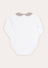 Check Peter Pan Collar Long Sleeve Bodysuit In Beige (1mth-2yrs) TOPS & BODYSUITS from Pepa London US