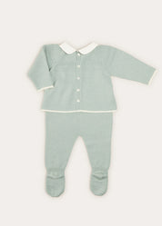 Dot Detail Knitted Set in Green (1-6mths) KNITTED SETS from Pepa London US