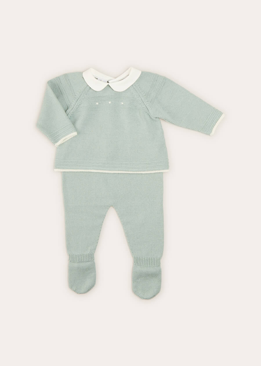 Dot Detail Knitted Set in Green (1-6mths) KNITTED SETS from Pepa London US