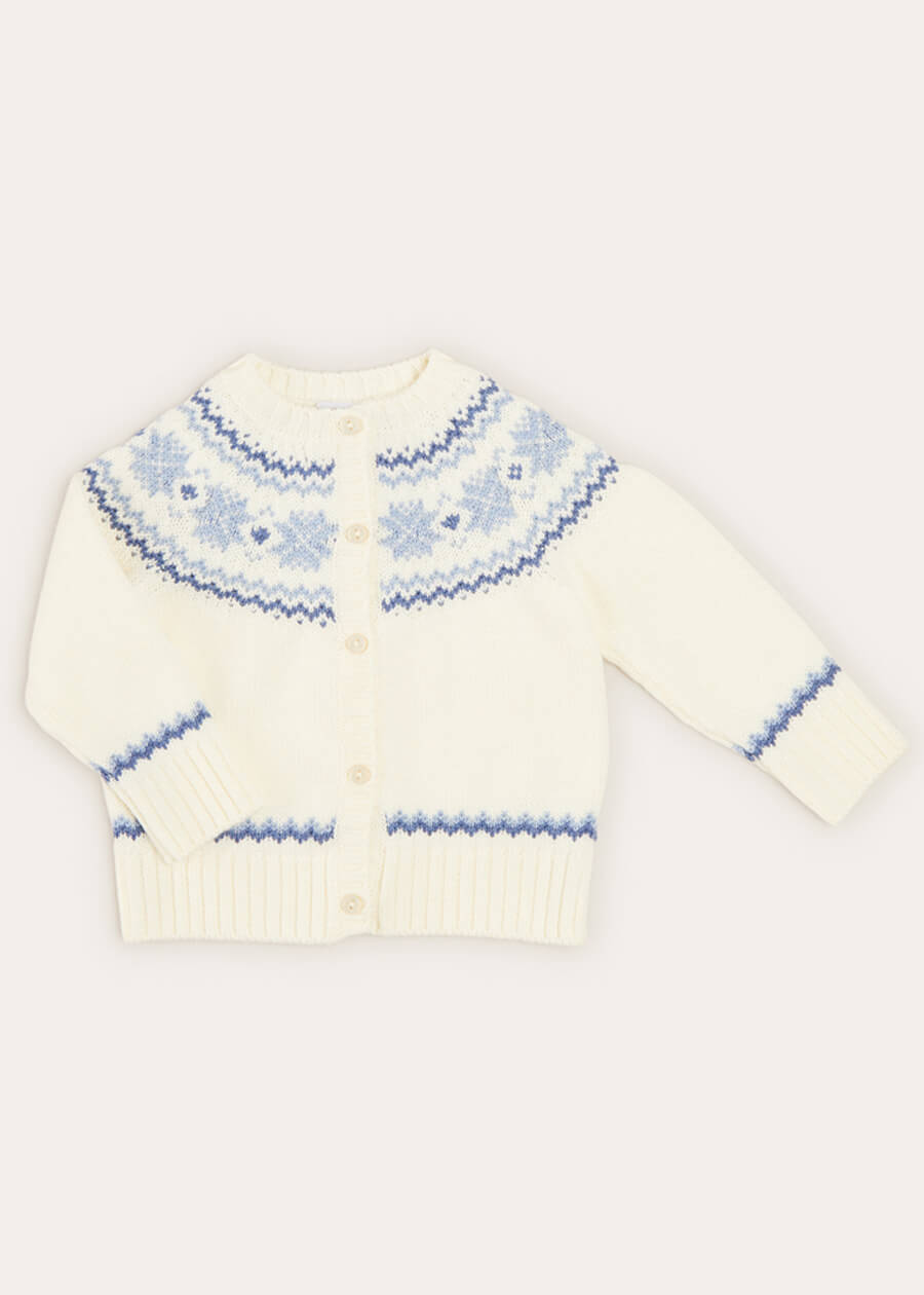 Fair Isle Cardigan in Cream (6mths-3yrs) KNITWEAR from Pepa London US