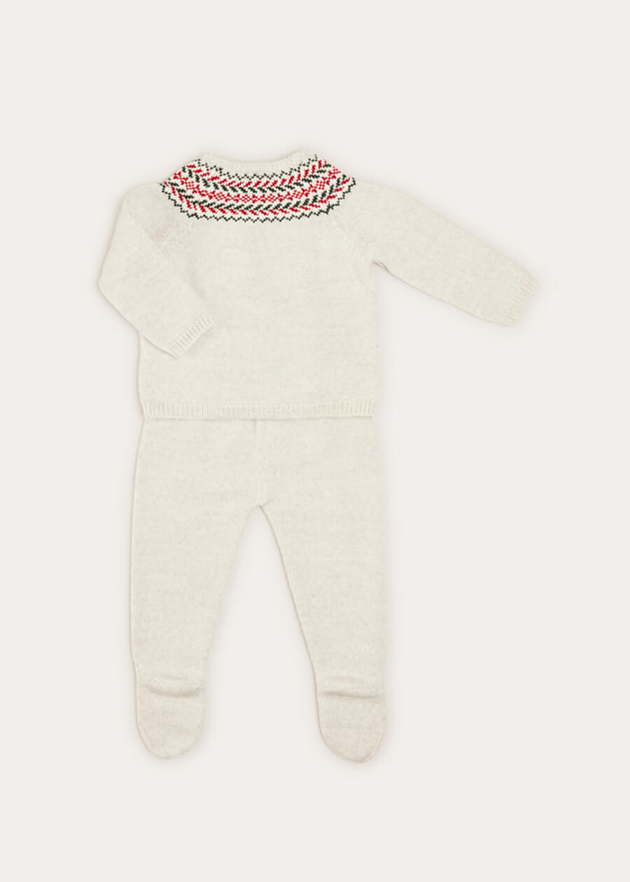 Fair Isle Knitted 2 Piece Set In Grey (1-9mths) KNITTED SETS from Pepa London US