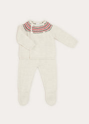 Fair Isle Knitted 2 Piece Set In Grey (1-9mths) KNITTED SETS from Pepa London US