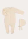 Knitted Lace Trim 2 Piece Set In Beige (1-6mths) ALL-IN-ONE  from Pepa London US