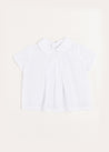 Plumetti Handsmocked Short Sleeve Blouse in White (1-6mths) Blouses  from Pepa London US