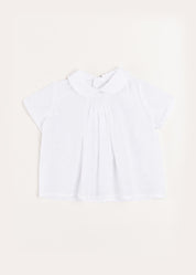 Plumetti Hand Smocked Short Sleeve Blouse in White (1-6mths) Blouses  from Pepa London US