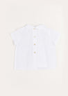 Plumetti Handsmocked Short Sleeve Blouse in White (1-6mths) Blouses  from Pepa London US