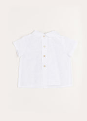 Plumetti Hand Smocked Short Sleeve Blouse in White (1-6mths) Blouses  from Pepa London US
