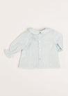 Elsie Floral Print Peter Pan Collar Long Sleeve Blouse in Blue (1-6mths)   from Pepa London US