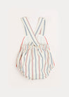 Striped Pocket Front Dungaree Romper in Red (3-18mths) Rompers  from Pepa London US