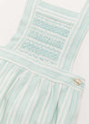 Striped Smocked Detail Dungaree Romper in Green (3-18mths) Rompers  from Pepa London US