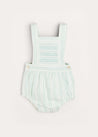 Striped Smocked Detail Dungaree Romper in Green (3-18mths) Rompers  from Pepa London US