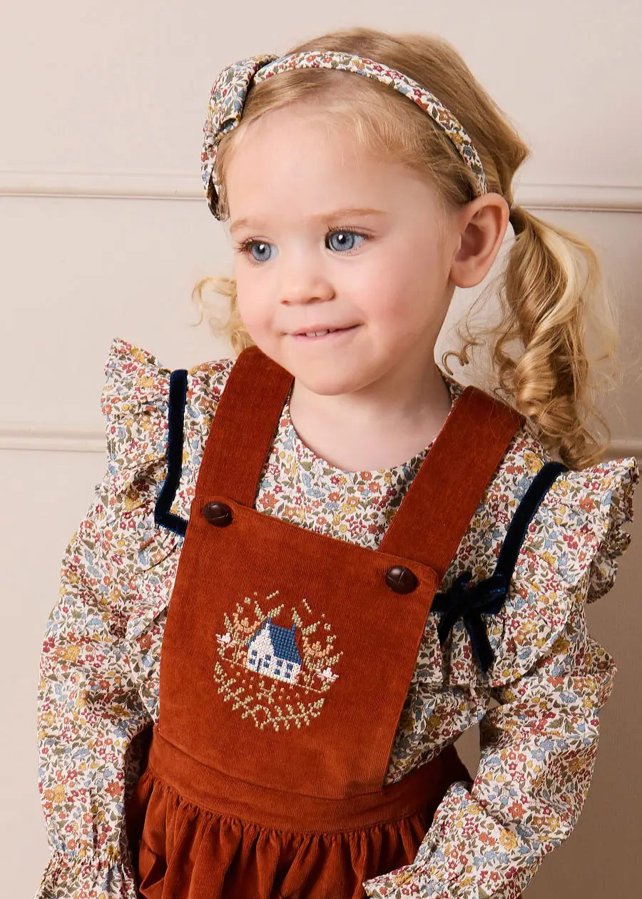 Velvet Skirt with Braces in Toffee (18mths-5yrs) Skirts from Pepa London US