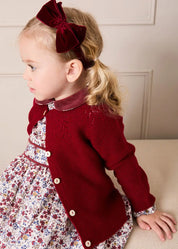 Louisa Floral Velvet Collar Long Sleeve Dress in Burgundy (18mths-10yrs) Dresses from Pepa London US