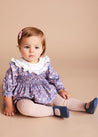 Hand Smocked Long Sleeve Romper in Blue (6mths-2yrs) Rompers from Pepa London US