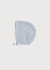 Cable Detail Cotton Bonnet in Light Blue (0-6mths) Knitted Accessories  from Pepa London US