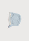 Leaf Detail Cotton Bonnet in Light Blue (0-6mths) Knitted Accessories  from Pepa London US