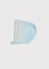 Open Knit Cotton Bonnet in Light Blue (0-6mths) Knitted Accessories  from Pepa London US