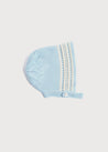 Open Knit Cotton Bonnet in Light Blue (0-6mths) Knitted Accessories  from Pepa London US