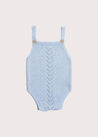 Openwork Knitted Dungaree in Dusty Blue (3-12mths) Knitwear from Pepa London US