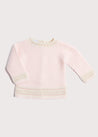 Contrast Trim Openwork Knitted Jumper in Light Pink (0-6mths) Knitwear  from Pepa London US