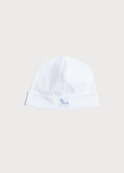 Newborn Bonnet with Rocking Horse Embroidery Blue (0-3mths) Knitted Accessories from Pepa London US
