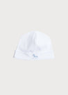 Newborn Bonnet with Rocking Horse Embroidery Blue (0-3mths) Knitted Accessories  from Pepa London US