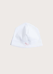 Newborn Bonnet with Rocking Horse Embroidery Pink (0-3mths) Knitted Accessories from Pepa London US
