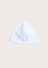 Newborn Bonnet with Rocking Horse Embroidery Pink (0-3mths) Knitted Accessories  from Pepa London US