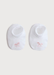 Newborn Booties With Rocking Horse Embroidery Pink (1-3mths) Knitted Accessories from Pepa London US
