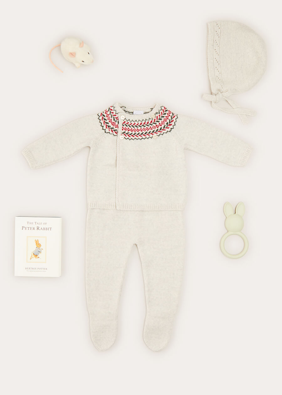 The Grey Knitted Fair Isle 2 Piece Set Newborn Look LOOK from Pepa London US